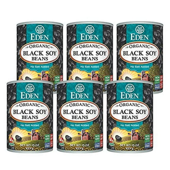 Eden Organic Black Soybeans, 15 oz Can (6-Pack), Complete Protein, No Salt, Non-GMO, Gluten Free, Vegan, Kosher, U.S. Grown, Heat and Serve, Macrobiotic, Soy Beans
