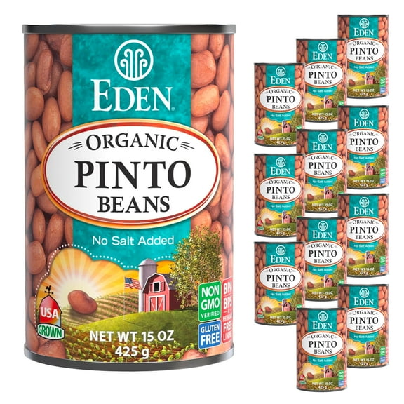 Eden Organic Pinto Beans, 15 oz KKS1Can (12-Pack), No Salt Added, Non-GMO, Gluten Free, Vegan, Kosher, U.S. Grown, Heat and Serve, Macrobiotic, Frijol Pinto