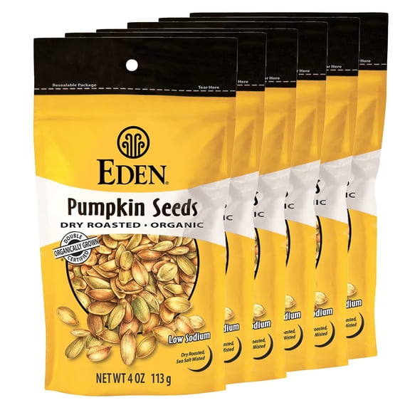 Eden Organic Pumpkin Seeds, Dry Roasted and Lightly Salted, 4 oz (6-Pack)
