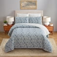 thumbnail image 1 of Eden Paisley Gauze 3-Piece Reversible Quilt Set, Full/Queen, Blue, Adult, 1 of 4