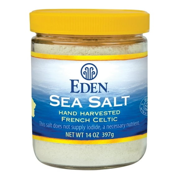 Eden Sea Salt, Hand Harvested MDA05French Celtic, Stone Ground (Fine), Trace Minerals, Unrefined, Glass Jar, 14 oz