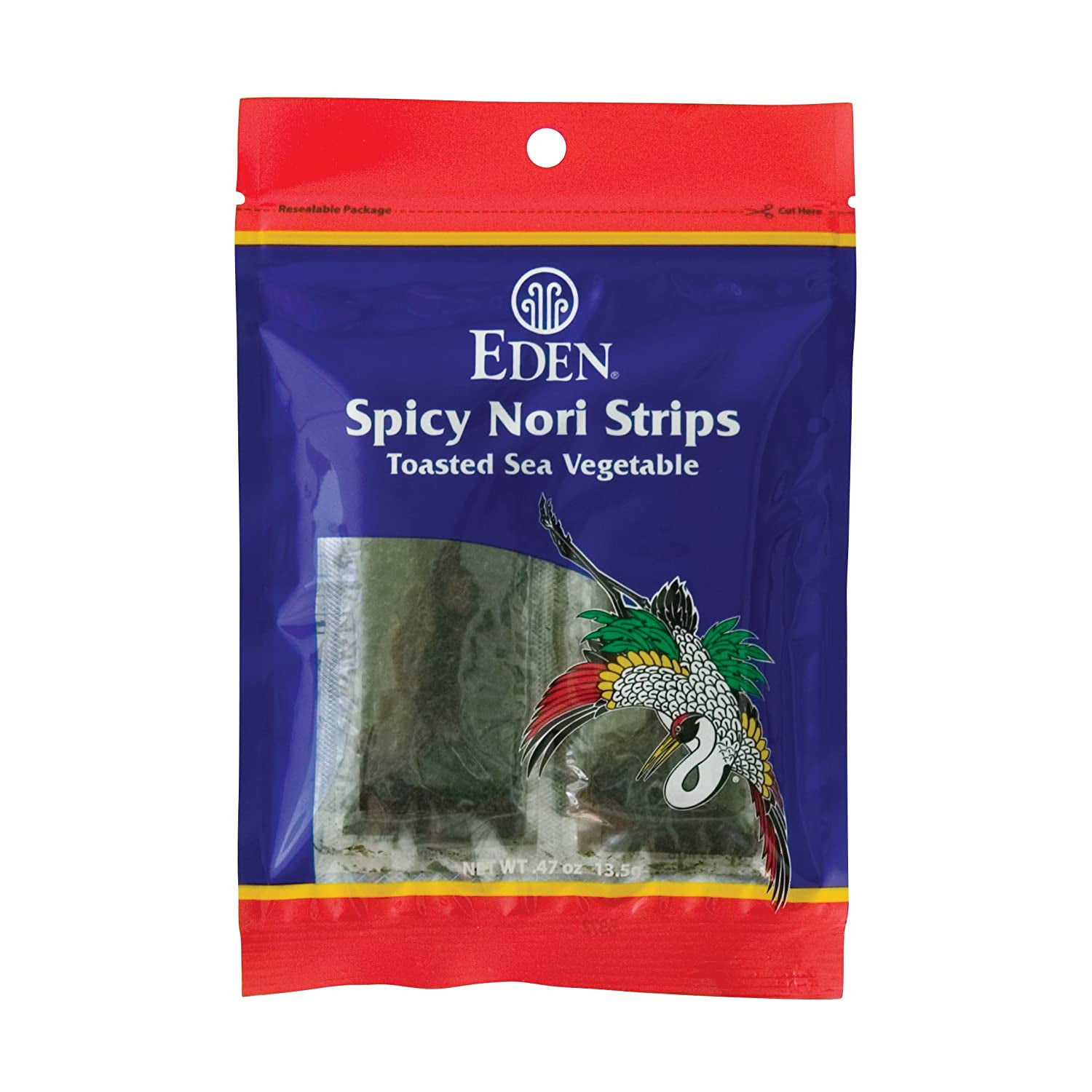 Eden Spicy Toasted Nori Strips - Cultivated, 0.47-Ounce - ( Pack