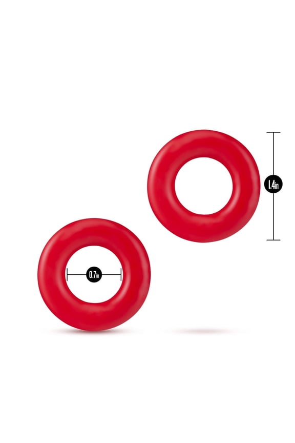 Stretch Fit Donut Penis Ring Set, Soft & Durable TPE for Enhanced Stamina and Erection Support, Red, 2 Count