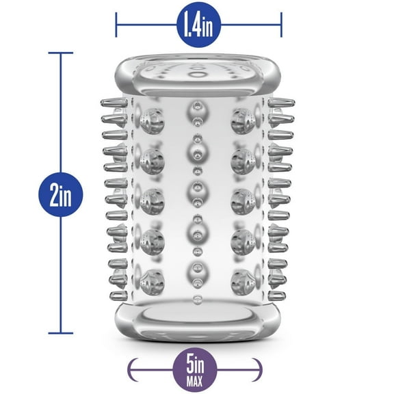 Eden Stretchy Pleasure Sleeve with Soft Ticklers for Vibrators, Dildos, or Shaft Play, Clear