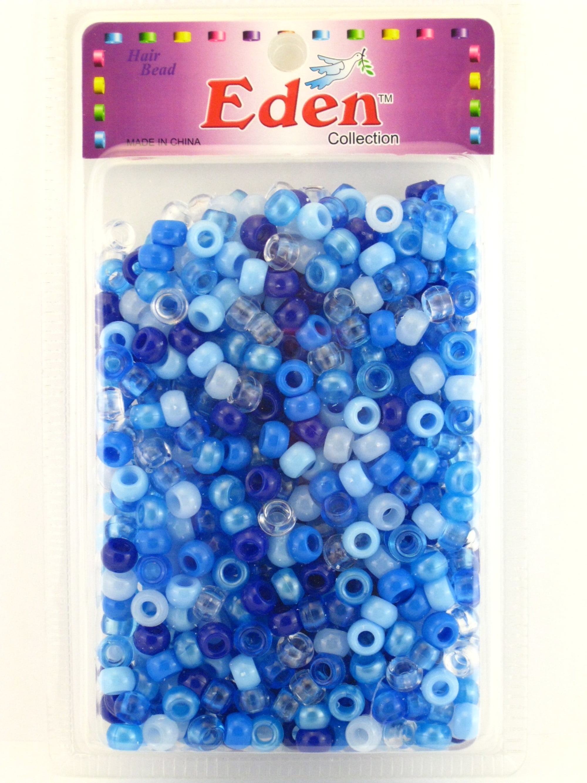 Eden Unisex Pony Hair Braiding or Crafting Plastic Beads - Approximately  700 Pcs. (Blue Mix)