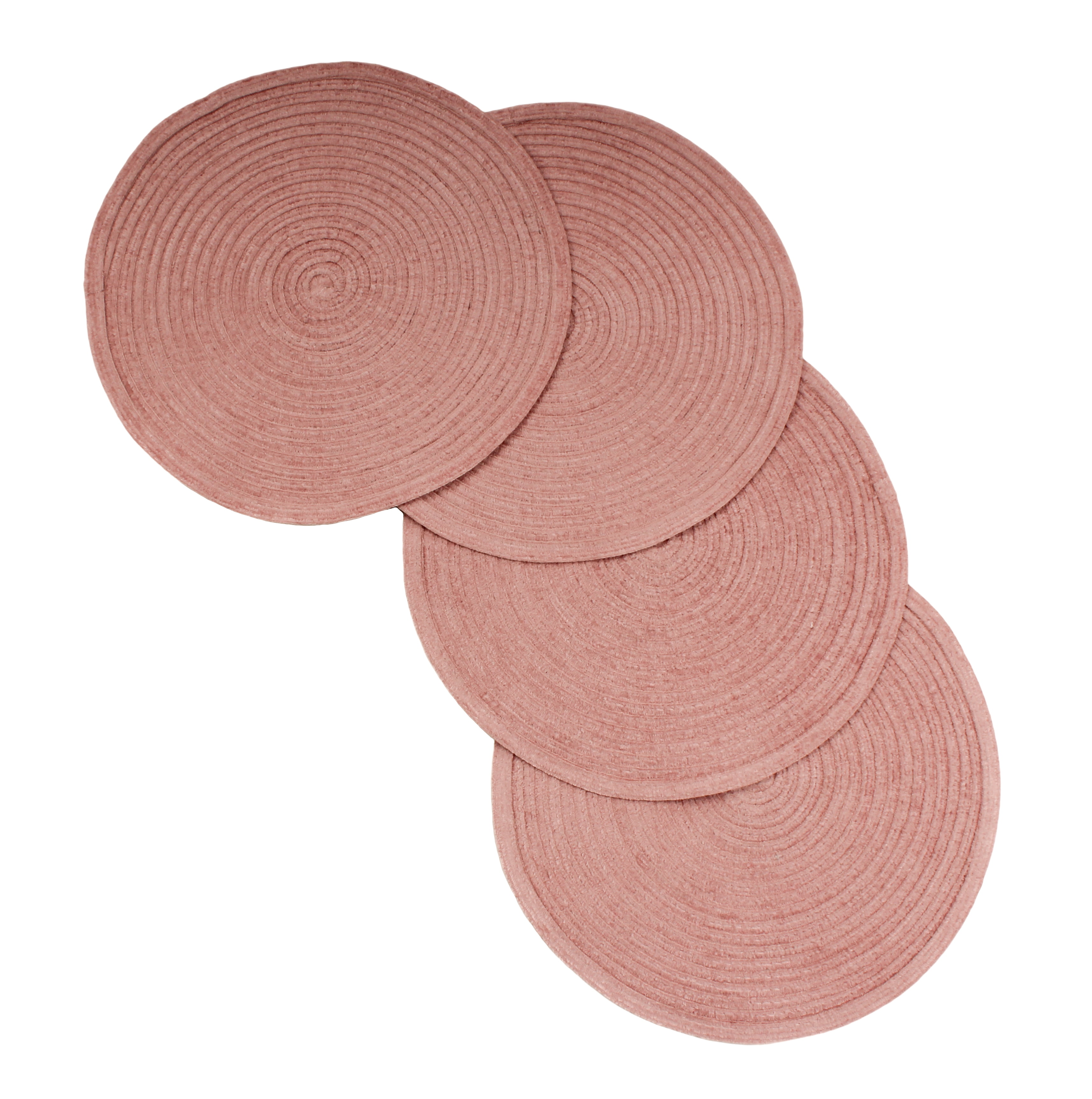 Eden Woven Braided Velvet Table Placemats 15 Inches Round Set of 4 Non ...