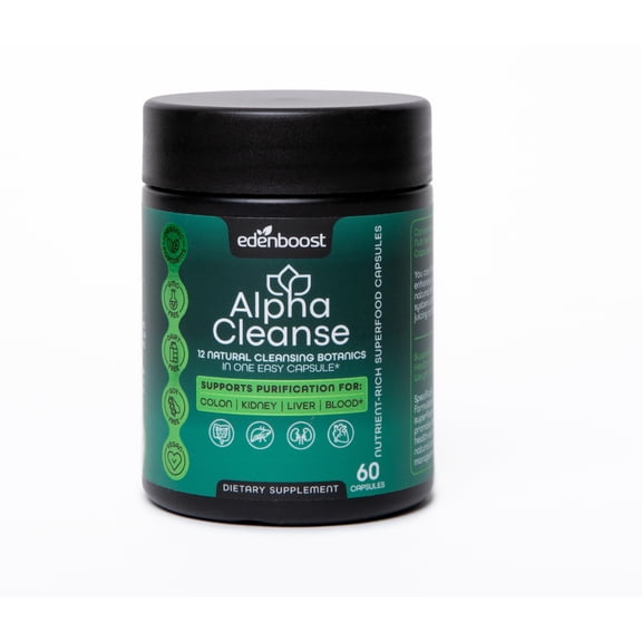 EdenBoost AlphaCleanse | Liver Health and Detox Blend Made with 12 Organic Superfoods. Milk Thistle, Dandelion Root, Burdock Root. Formulated for Detox Support, Liver, Digestive Health(1 Bottle)