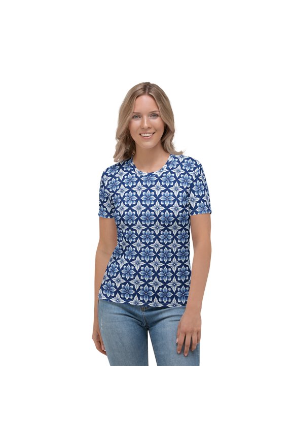 Edena, Ornament Poly-Span T-Shirt, Ladies Ornament Shirt, Ornament T-Shirt