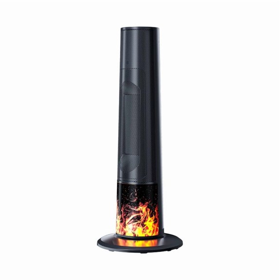 Edendirect 1500W 24.61 in. Black Electric Ceramic Heater,Energy Saving,Remote,Timer,Flame Effect,Tip-over Protection