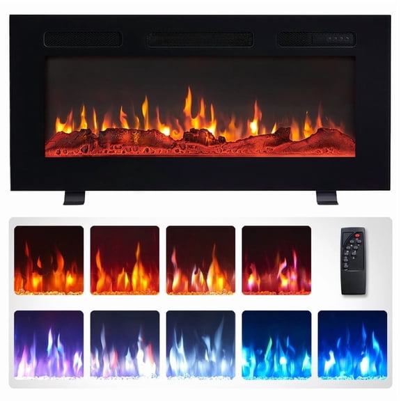 Edendirect 36 in. Freestanding and Wall Mounted Electric Fireplace in Black with Multi Color Flame,Quiet,1PC