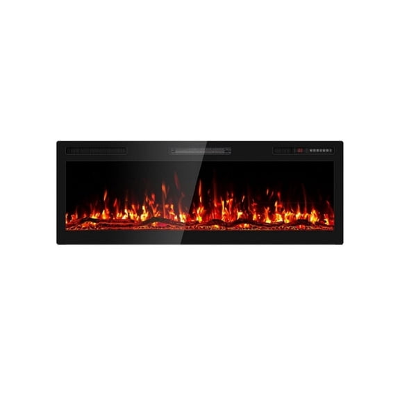 Edendirect Smart Electric Fireplace,36in. Wall Recessed,7 Realistic Ember Color,1500W Heater,Log & Crystal Hearth