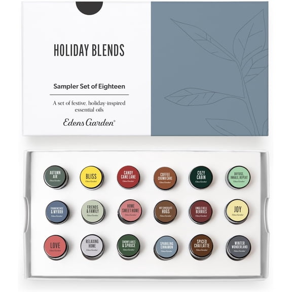 Edens Garden Christmas Essential Oils 18 Set 100% Pure Therapeutic Grade, Aromatherapy Scents For Diffusers & Home Natural & Fragrance Oil-Free, Festive Autumn & Winter Collection, .92 ml/ 18 Pack