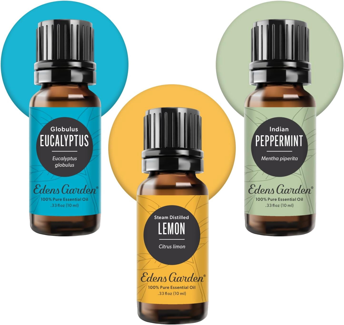 Edens Garden Essential Oils 3 Set – 100% Pure Therapeutic Grade, Undiluted, Natural Aromatherapy Scents For Diffusers, Humidifiers, Massage & Yoga – Eucalyptus, Lemon & Peppermint, 10 ml/ 3 Pack