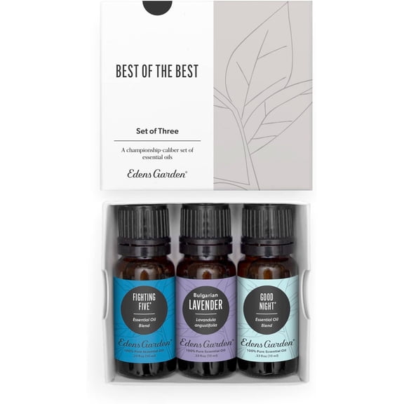 Edens Garden Essential Oils Best of the Best 3 Set 100% Pure Therapeutic Grade, Natural Aromatherapy Kit: Fighting Five, Lavender & Good Night Blend For Diffusers & Home Undiluted, 10 ml/ 3 Pack