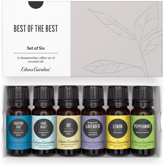 Edens Garden Essential Oils Best of the Best 6 Set 100% Pure Therapeutic Grade Aromatherapy Oil: Fighting Five, Good Night, Joy, Lavender, Lemon & Peppermint - For Diffusers & Home, 10 ml/ 6 Pack