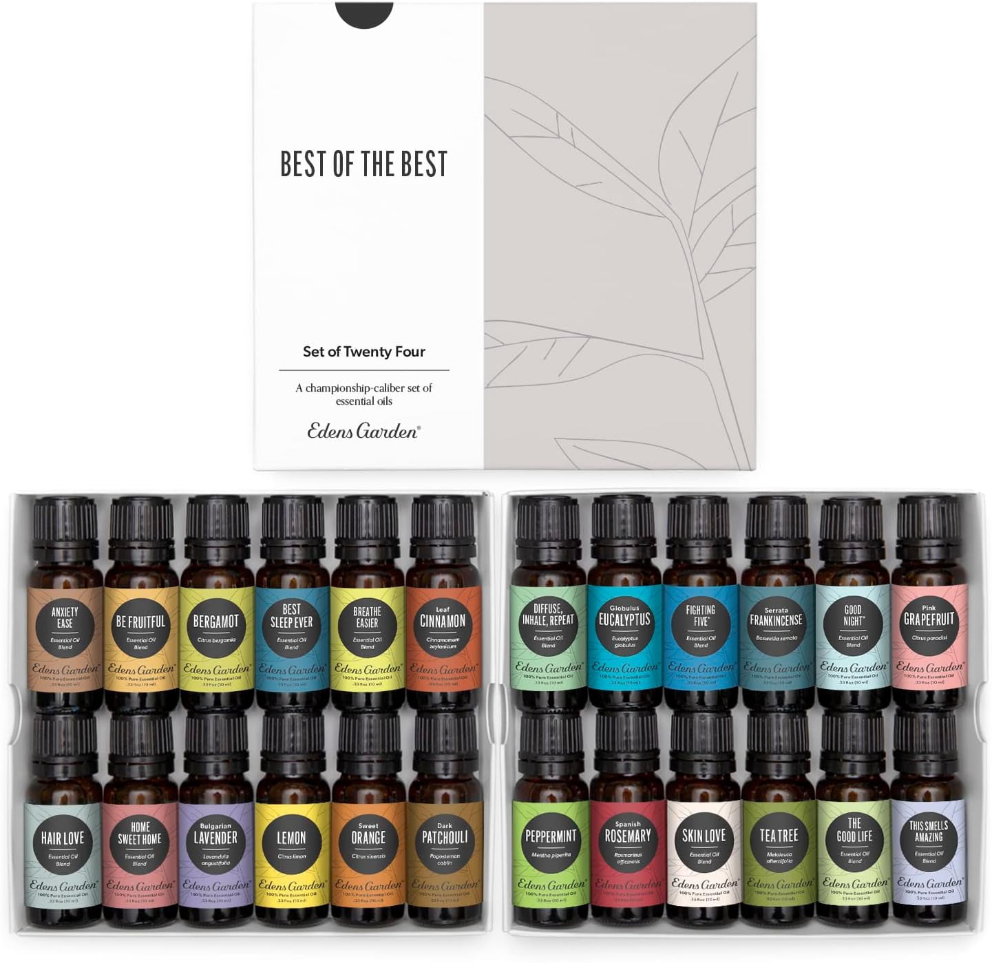 Edens Garden Essential Oils & Blends Best of the Best 24 Set – 100% Pure Therapeutic Grade Aromatherapy Oil For Diffuser, Humidifier & Home Care –No Fragrance Oil,Undiluted & Natural, 10 ml/ 24 Pack