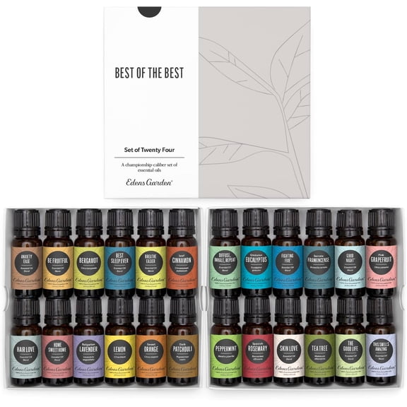 Edens Garden Essential Oils & Blends Best of the Best 24 Set 100% Pure Therapeutic Grade Aromatherapy Oil For Diffuser, Humidifier & Home Care No Fragrance Oil,Undiluted & Natural, 10 ml/ 24 Pack