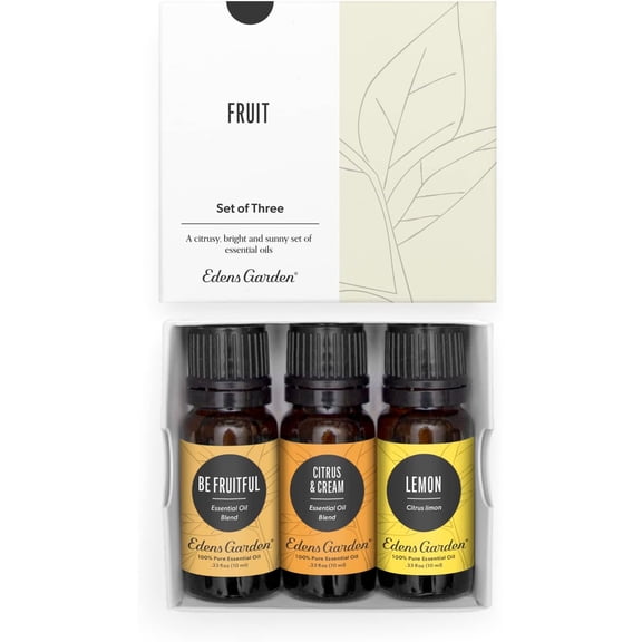 Edens Garden Fruit Essential Oils 3 Set 100% Pure Therapeutic Grade Aromatherapy Oil & Blends: Be Fruitful, Citrus Cream & Lemon Oil No Fragrance Oils & Natural -For Home Diffusers, 10 ml/ 3 Pack