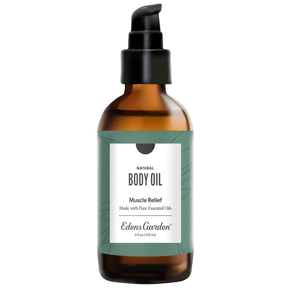 Edens Garden Muscle Relief Bath & Body Oil – Pure Essential Oils & Vitamin E for Massage, Moisturizing, Sore Muscles & Joints – Soothing & Scented with Peppermint & Wintergreen Oils, 4 fl oz (118 ml)