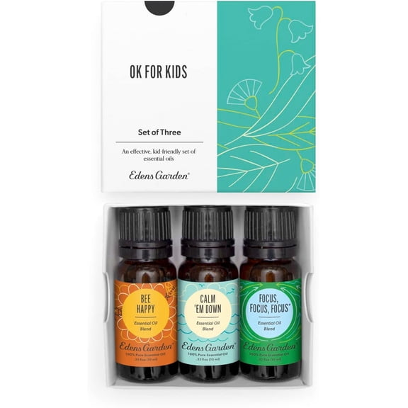 Edens Garden OK For Kids Essential Oil 3 Set 100% Pure Therapeutic Grade, Undiluted Aromatherapy Scents For Slime Making,Diffusers & Humidifiers No Fragrance Oils, Gentle & Natural, 10 ml/ 3 Pack