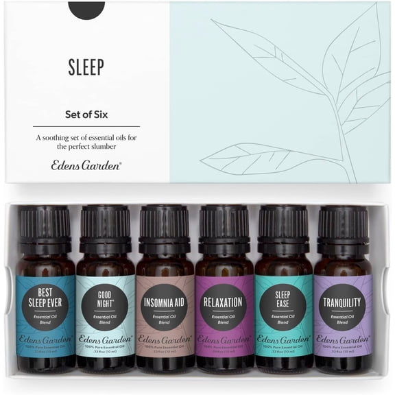 Edens Garden Sleep Essential Oils 6 Set 100% Pure Therapeutic Grade & Undiluted Natural Aromatherapy Blends For Relaxation, Calm & Restful Nights For Diffusers, Home & Bedroom, 10 ml/ 6 Pack
