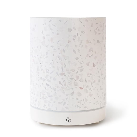 Edens Garden Terrazzo Essential Oil Diffuser – Ultrasonic Aromatherapy Natural Stone Diffuser with Auto Shut-Off & Light - Stylish Cool Mist Humidifier for Large Rooms, Home & Office - White, 130 ml