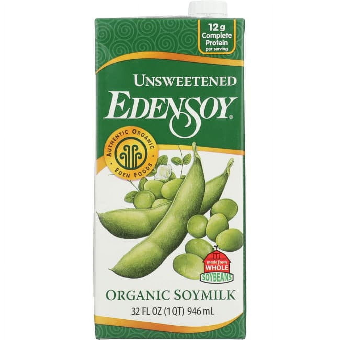 Edensoy Organic Soy Milk, Unsweetened, Made with Soybeans, 1
