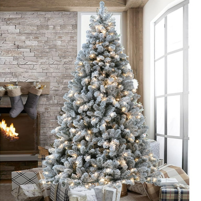 7ft snowy christmas tree pre lit deals