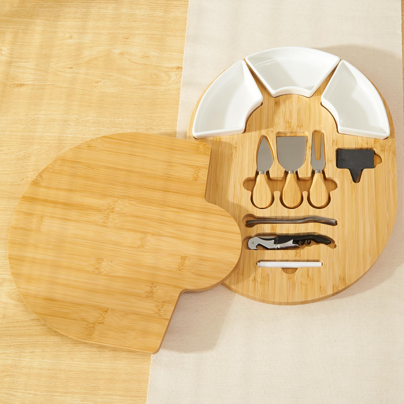 Edergoo Charcuterie Boards, Bamboo Cheese Board Set with Knife Set