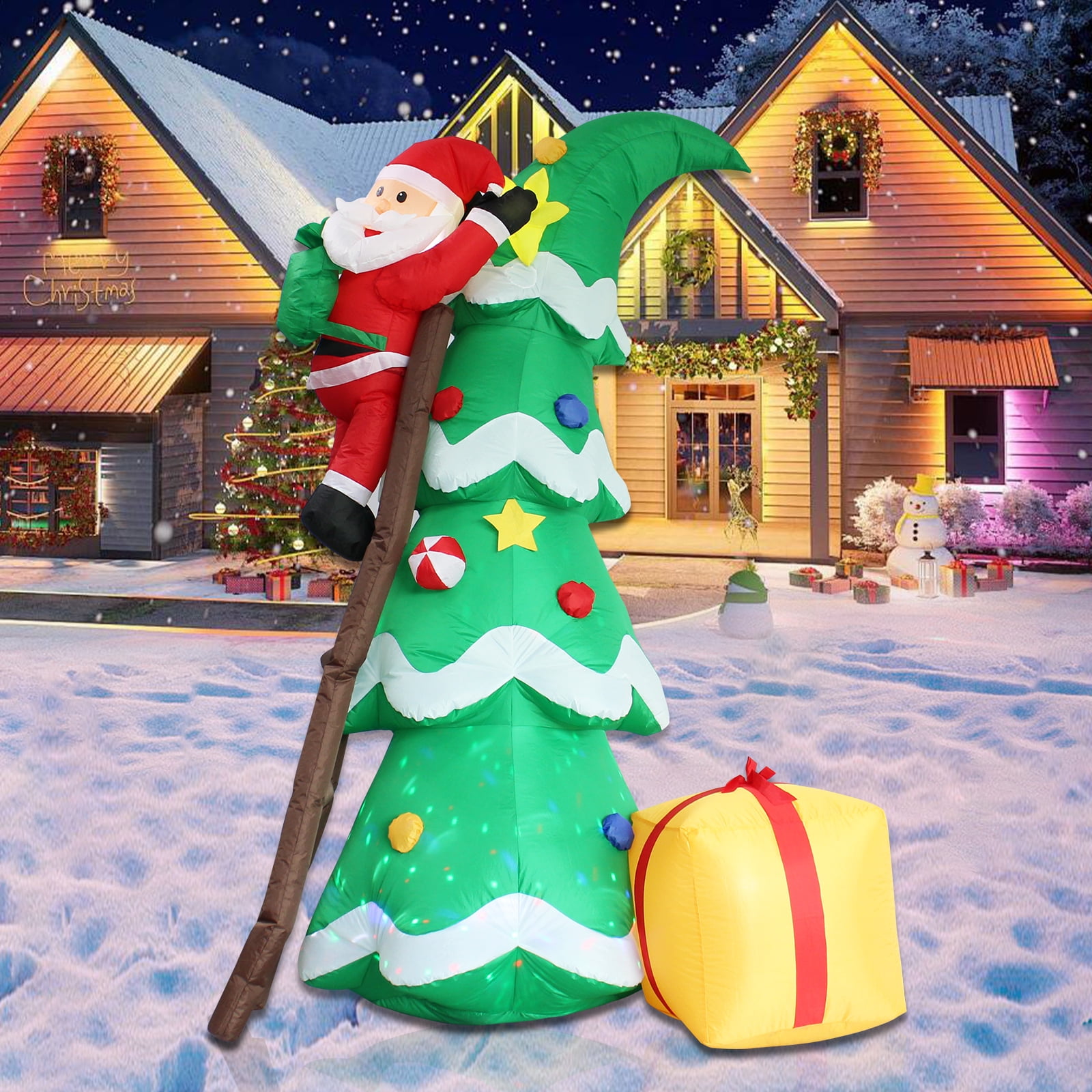 Edergoo Inflatable Christmas Tree with Santa 7FT for Outdoor Decoration