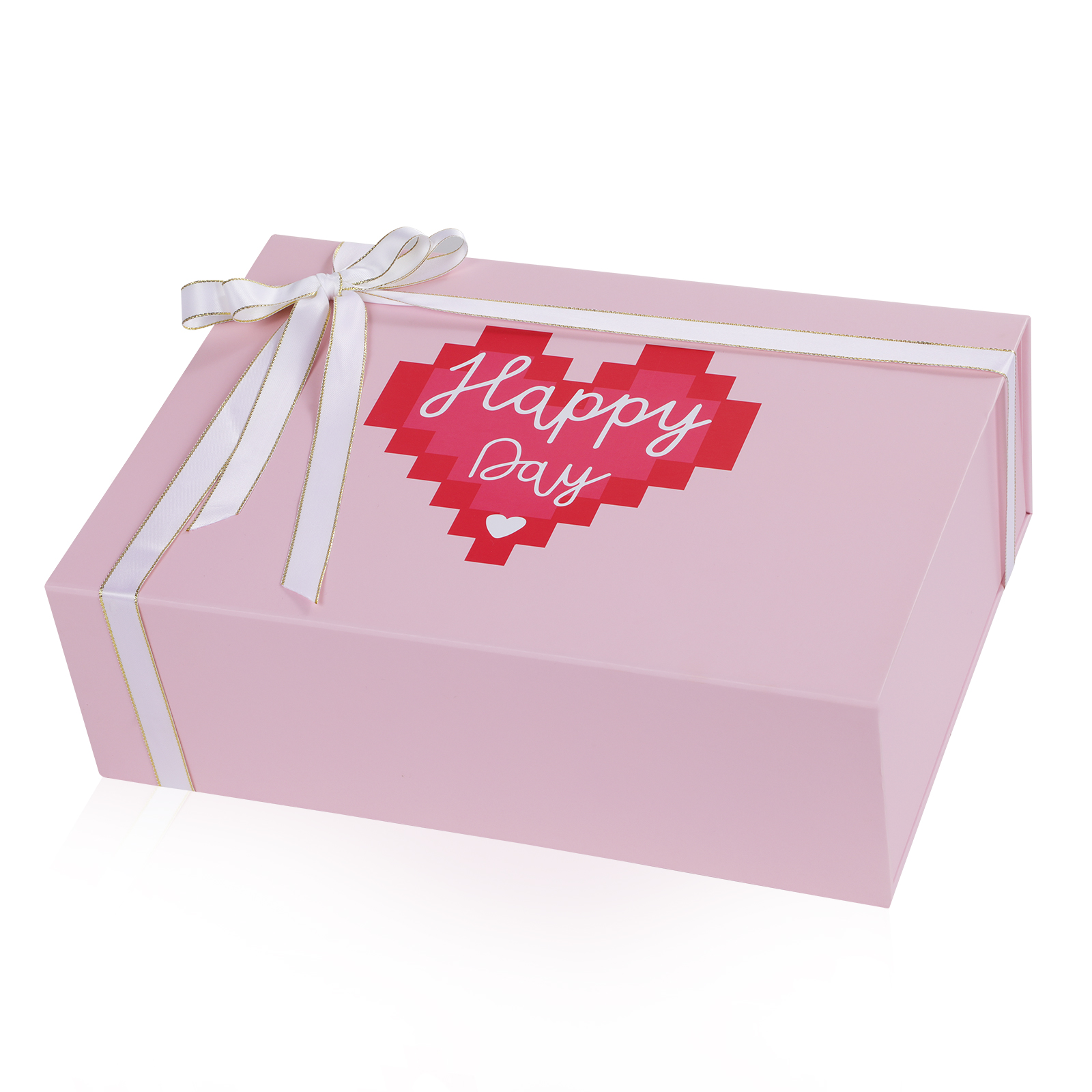 Pink Gift Box for Presents with Ribbon 10.8x7.5x3.5 Inches Clear Gift ...