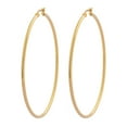thumbnail image 1 of Edforce 18k Gold Plated Stainless Steel Rounded Hoops Earrings (60mm Diameter), 1 of 6