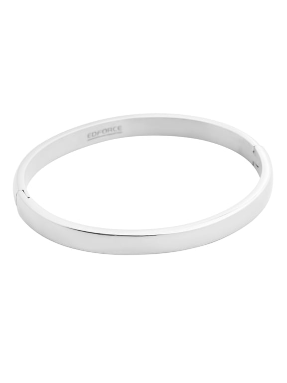 Stainless Steel Women's 18k Gold Plated Stackable Bangle Bracelet Hinged Oval-Shape Slip-On, (58mm x 49mm)