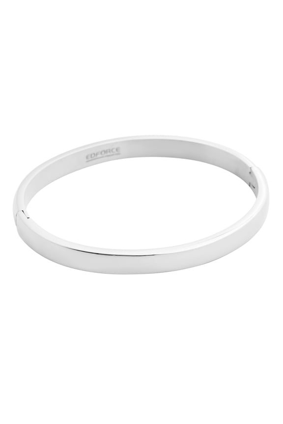 Stainless Steel Women's 18k Gold Plated Stackable Bangle Bracelet Hinged Oval-Shape Slip-On, (58mm x 49mm)