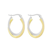 Edforce Womens 2 Tone Stainless Steel Overlapping Oval Hoop Earrings, 30mm