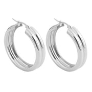 Edforce Womens Stainless Steel Double Round Hoop Earrings, 6mm x 25mm