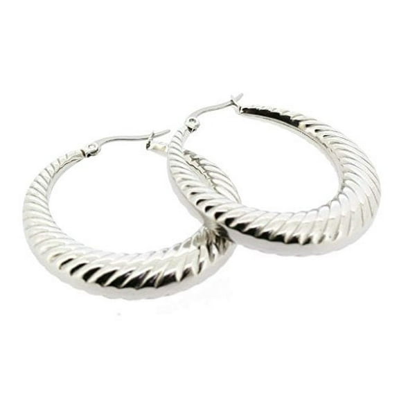 Edforce Womens Stainless Steel Twisted Coil Spiral Hoop Earrings, (38mm)