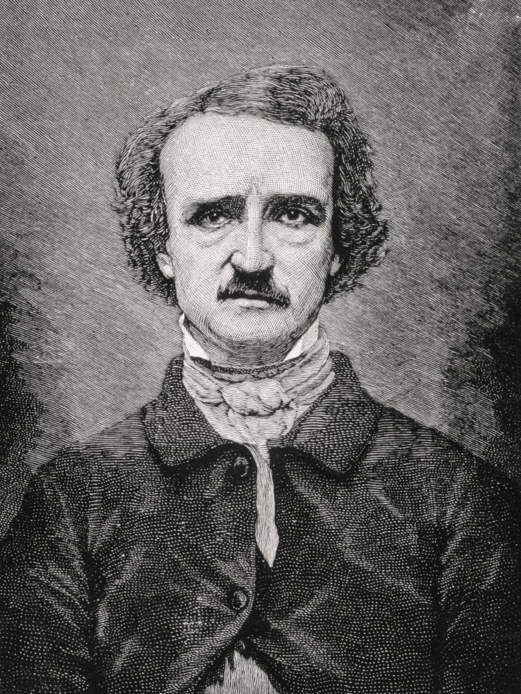 Edgar Allan Poe 1809 To 1849 American Author Editor And Critic From 19Th Century Print Canvas Art - Ken Welsh Design Pics (12 x 16)