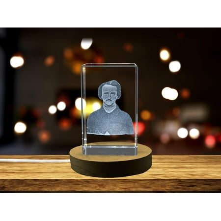 Edgar Allan Poe 3D Laser Engraved Crystal Gift