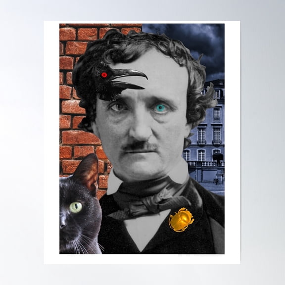 Edgar Allan Poe - Six Tales - The Raven The Black Cat Poster Wall Art, Modern Wall Decor For Living Room Bedroom, 24x36 UNFRAMED
