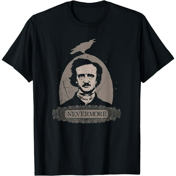 Edgar Allan Poe Vintage Cothic Raven Nevermore Softstyle Unisex T-Shirt,Black Color,Size 5XL
