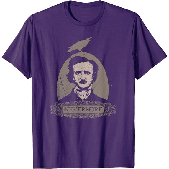 Edgar Allan Poe Vintage Cothic Raven Nevermore Softstyle Unisex T-Shirt,Purple Color,Size 3XL