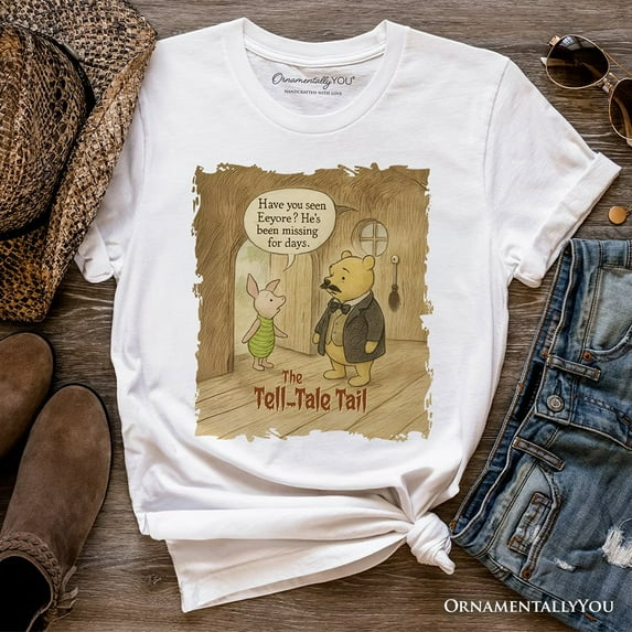 Edgar Allan Pooh T-Shirt, Vintage Halloween Mystery Piglet and Eeyore Tale Tee