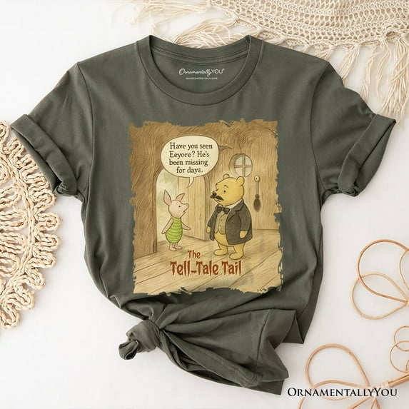Edgar Allan Pooh T-Shirt, Vintage Halloween Mystery Piglet and Eeyore Tale Tee
