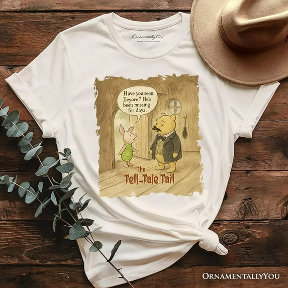 Edgar Allan Pooh T-Shirt, Vintage Halloween Mystery Piglet and Eeyore Tale Tee
