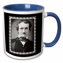 3drose, Edgar Allen Poe Black and White Photograph from 1849, Photographer Unknown, 15oz Two-tone Blue Mug