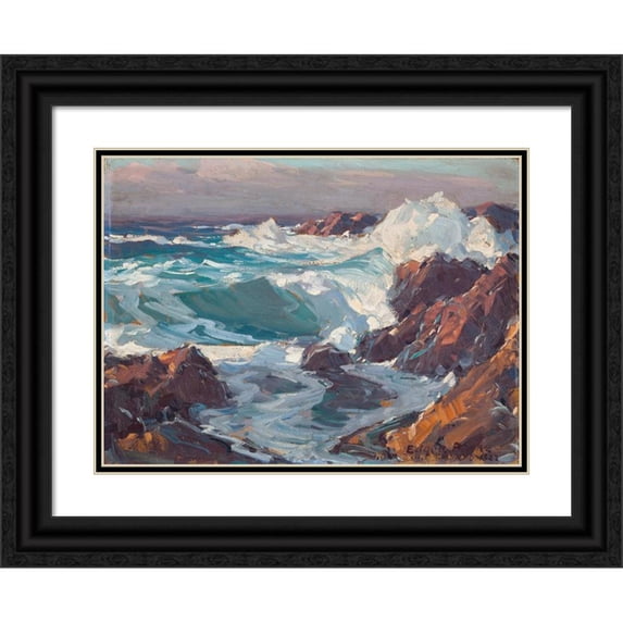 Edgar Alwin Payne 14x11 Black Ornate Wood Framed Double Matted Museum Art Print Titled: California Sea Scape (1922)