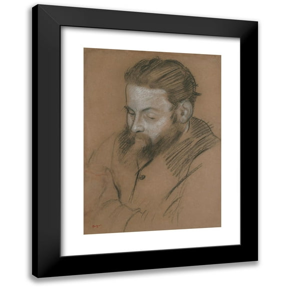 Edgar Degas 11x14 Black Modern Framed Museum Art Print Titled - Diego Martelli (1879)