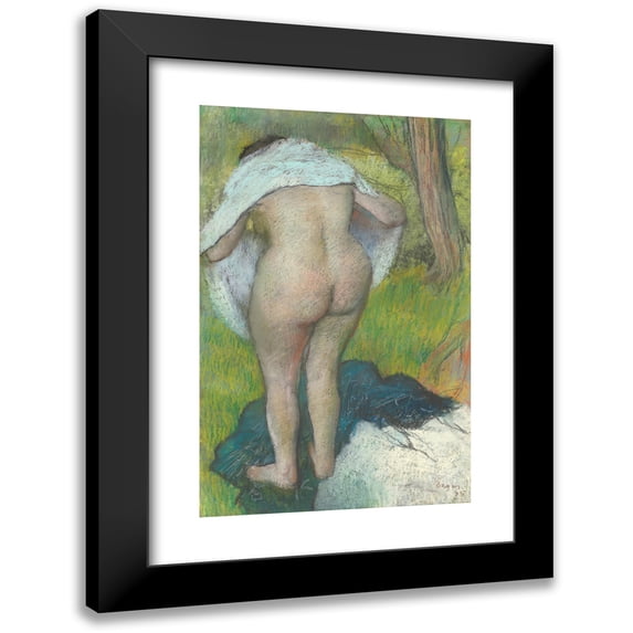 Edgar Degas 11x14 Black Modern Framed Museum Art Print Titled - Young Woman Dressing Herself (1885)
