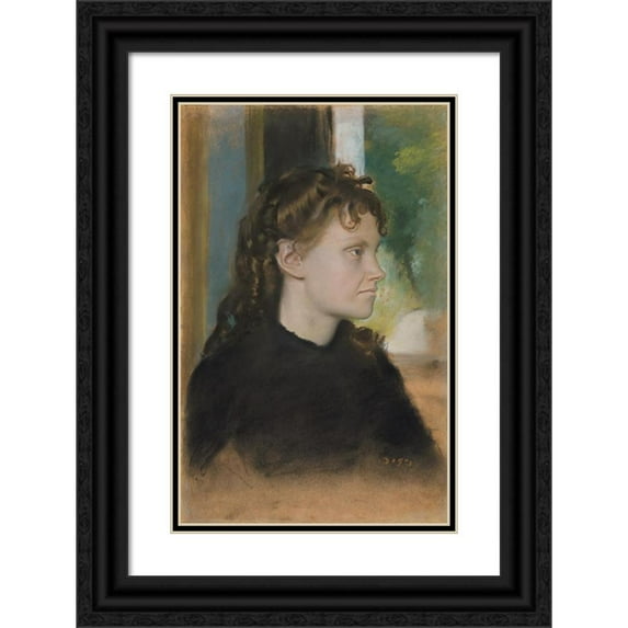 Edgar Degas 11x14 Black Ornate Wood Framed Double Matted Museum Art Print Titled: Madame Theodore Gobillard (Yves Morisot, 1838-1893) (1869)